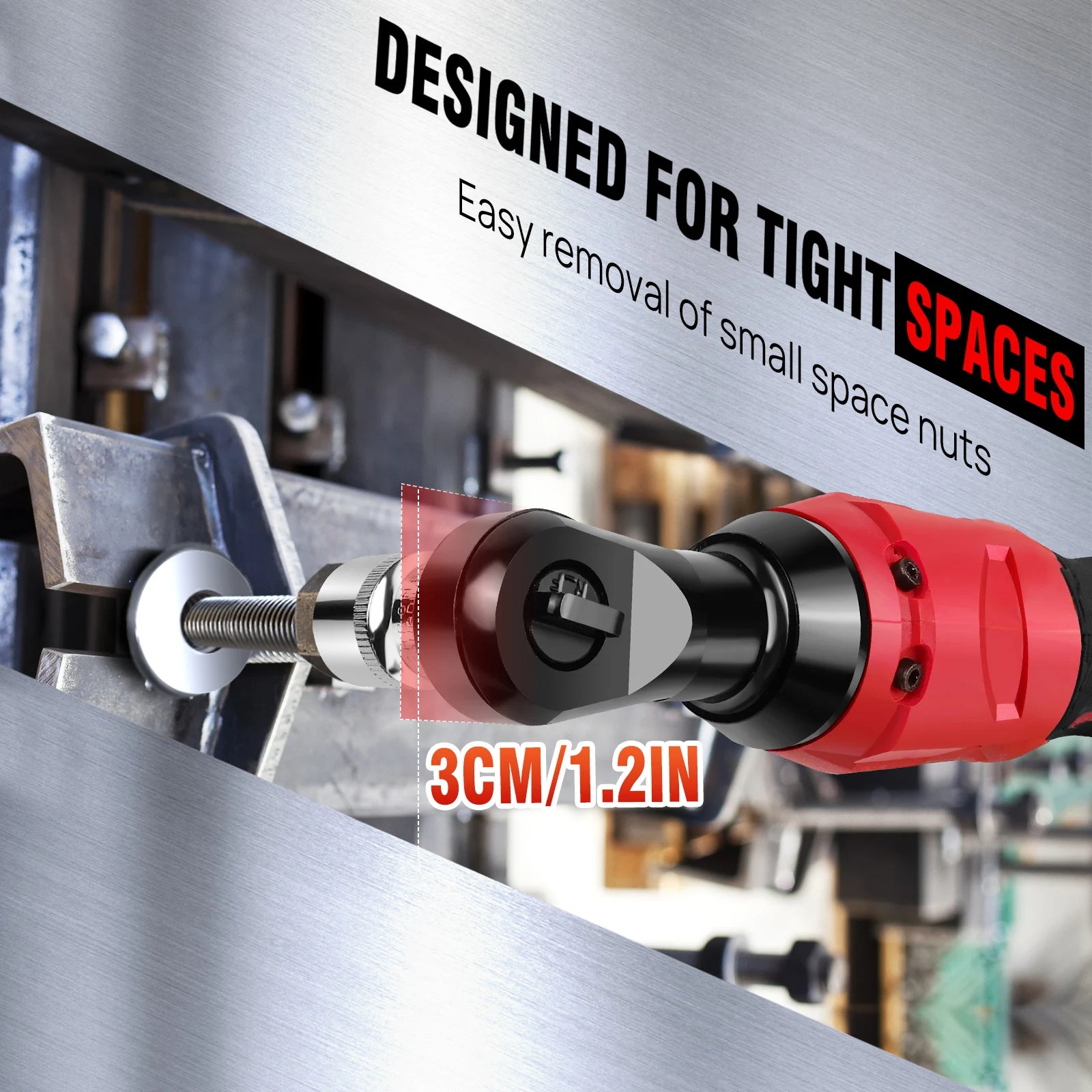 Cordless Ratchet Wrench, 2 x 12V 1.5Ah Batteries, Charger, Power Tool Wrench 3/8" Sq Drive,Cordless Ratchet with 7 Sockets