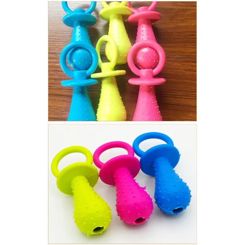 Rubber Pacifier for Pet Toys Dog Cat Puppy Chew Toys with Bell Sound Inside Pet Toy Rubber Bite Random Color New Pet Products