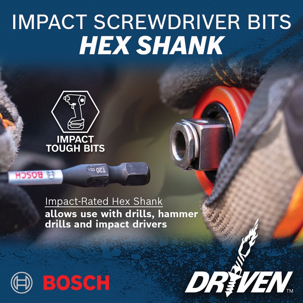 BOSCH ITDPH2105C 5 pc. Driven 1 In. Impact Phillips® #2 Insert Bits with Clip for Custom Case System