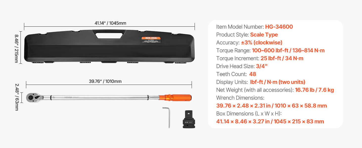 SucceBuy 1/2" 1/4" 3/8" Mechanical Torque Wrench Set Precision Pointer Hand Tools Torque Wrench Mechanical Car Repair Tool